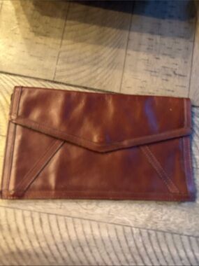 Hand Crafted Brown Leather Envelope Clutch